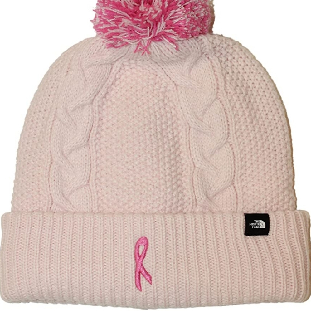 North Face Pink Ribbon Cable Minna Beanie NWT